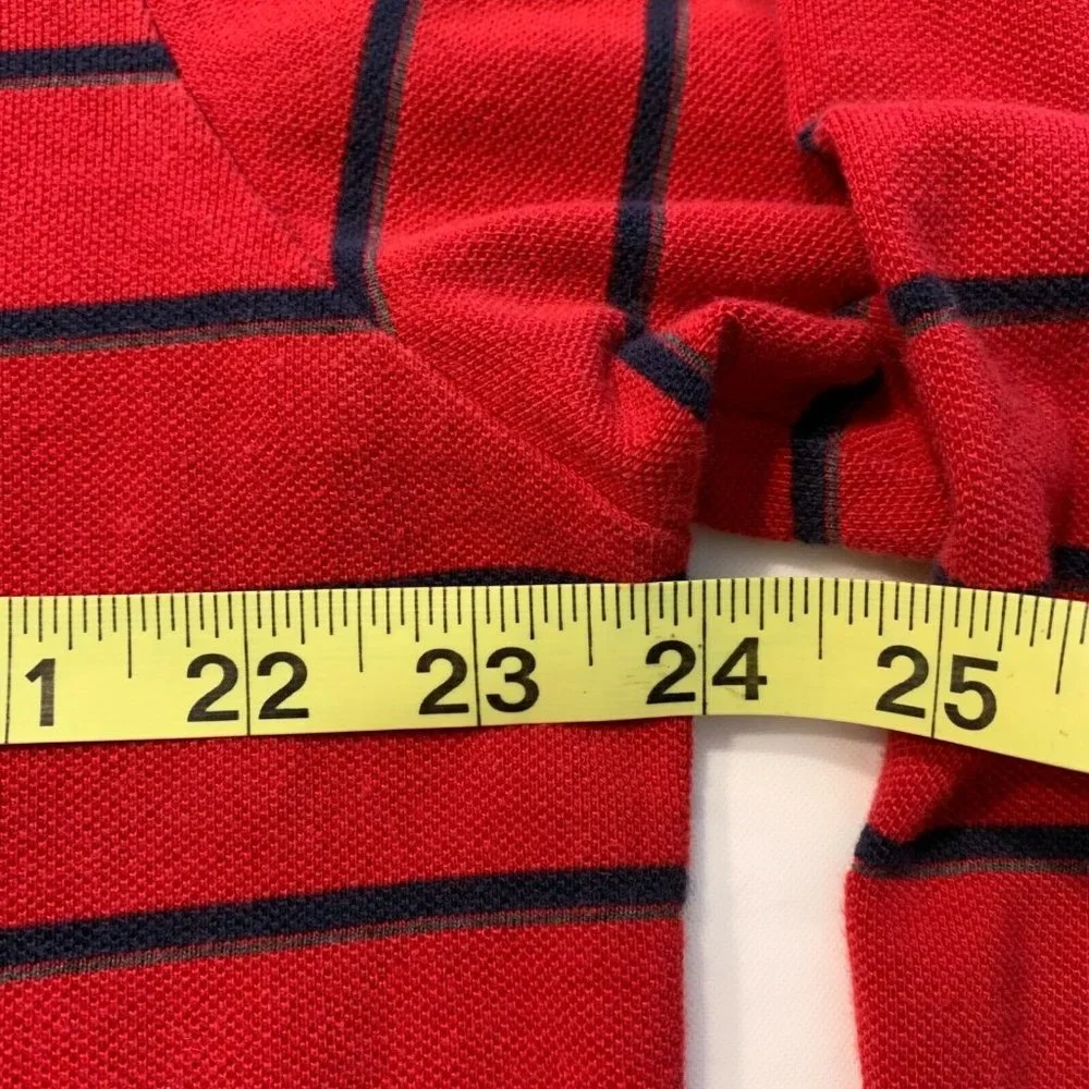 Vintage Polo Ralph Lauren Polo Shirt Long Sleeve Striped Red Black Pony XL EUC‎
